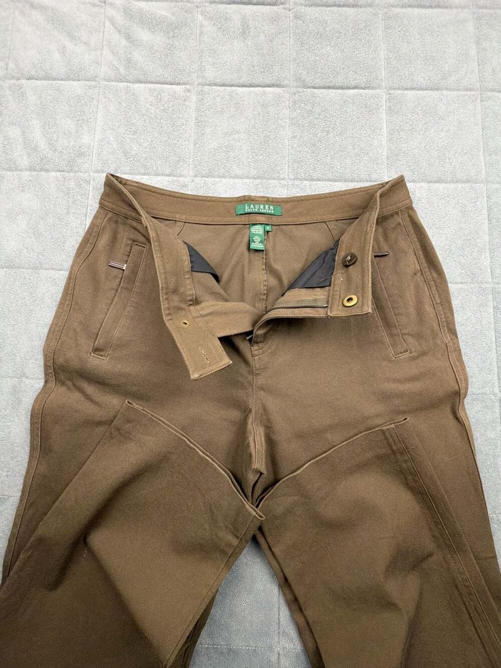 Lauren Ralph Lauren Women's Olive Green Stretch Pants, Size 6